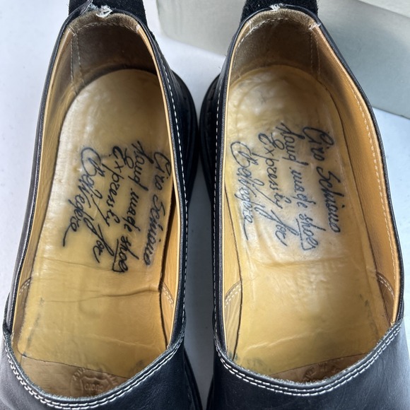 Ciro Schiano Black Leather Handmade Italy Loafers Shoes Mens US 10.5 - Picture 3 of 12